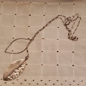 Hand Hammered Silver Leaf Lariat Necklace